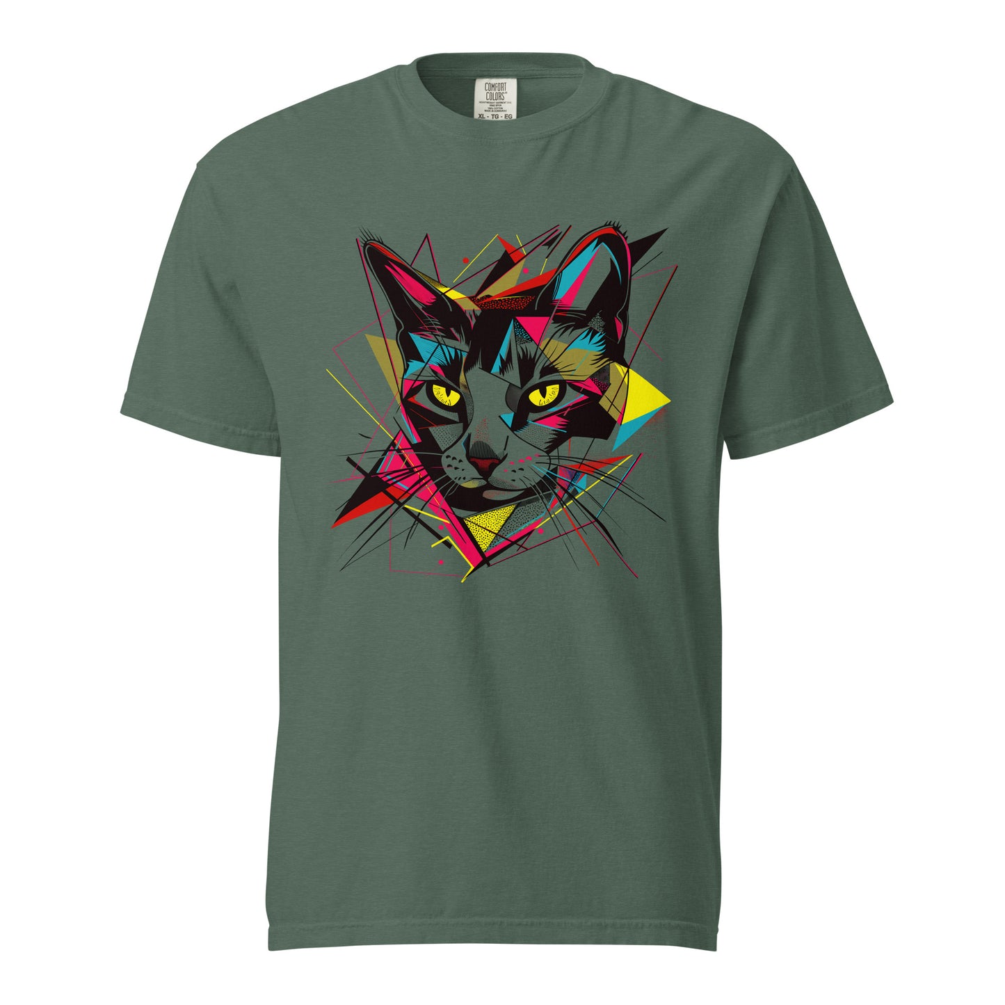 Geometric Cat Focused Face Heavyweight T-Shirt