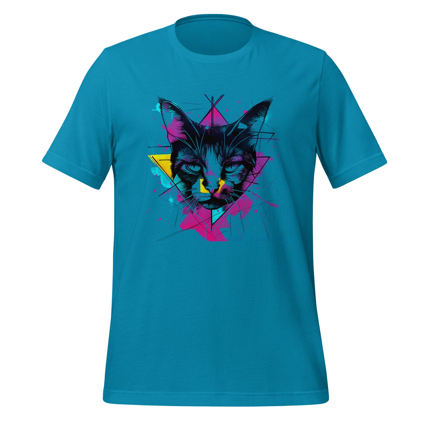 Geometric Cat Grumpy Face Jersey T-Shirt