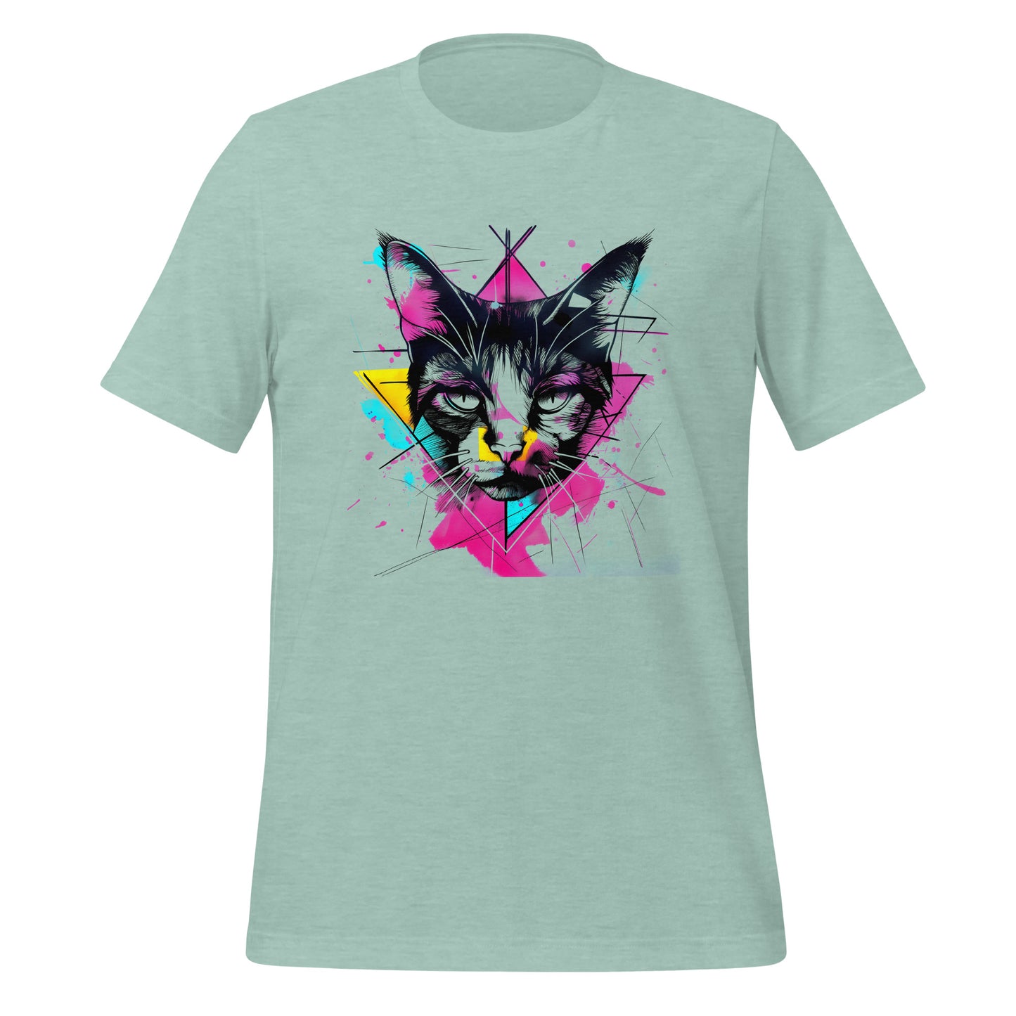 Geometric Cat Grumpy Face Jersey T-Shirt